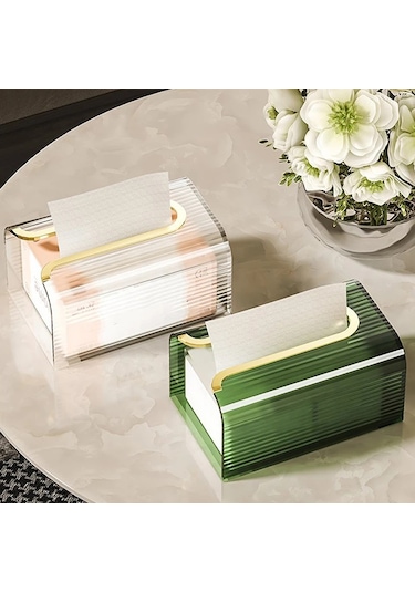 Gold-1pc Lüks Doku Kutusu Duvara Monte Akrilik Şeffaf Doku Kutusu Masa Peçete Tutucu Banyo Kağıt Kutusu Kağıt Mendil Dağıtıcı