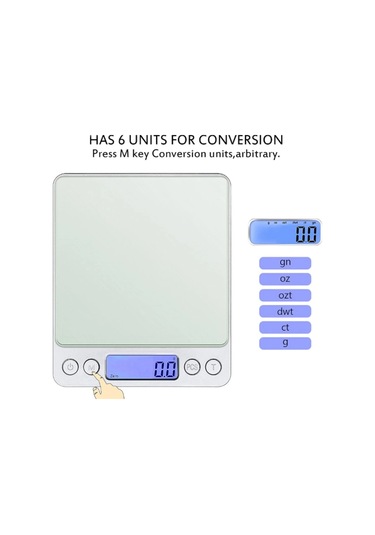 Dijital Hassas Mutfak Terazisi Hassas Tartı 2000 Gr./0.1 Gr. Hassasiyet Çok Renkli