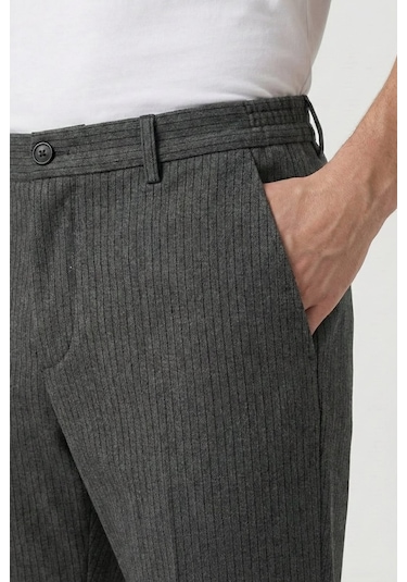 Giotelli Erkek Antrasit Normal Kesim Regular Fit Dokuma Normal Bel Duble Paça Pantolon