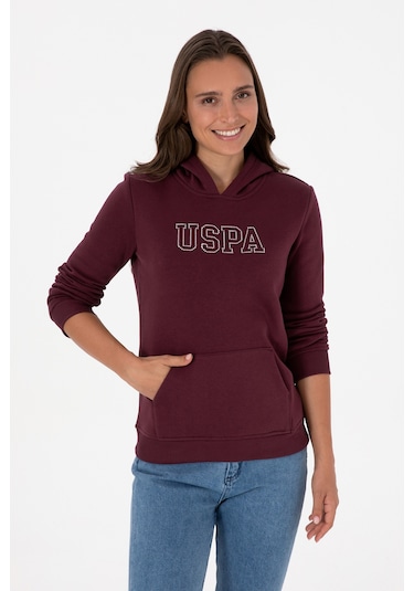 U.S. Polo Assn. Kadın Bordo Şardonlu Kapüşonlu Basic Sweatshirt 50313566-VR177 U.S. Polo Assn. Kadın Bordo Şardonlu Kapüşonlu Basic Sweatshirt 50313566-VR177