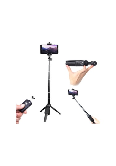 Cbtx Yunteng 9928 Bluetooth Uzaktan Kumandalı Cep Telefonu Selfie Çubuk Tripod 20-100cm Siyah