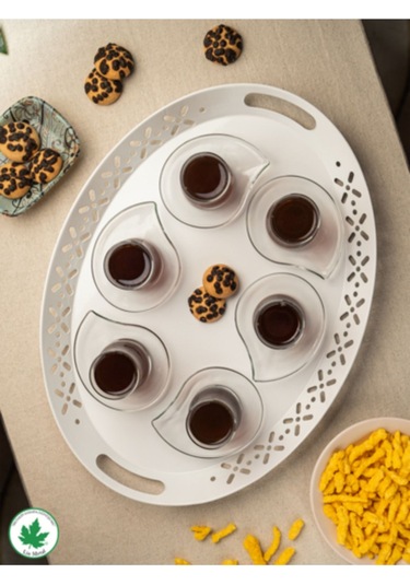 Lin Metal Lalin Tepsi - Beyaz