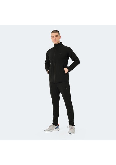 Slazenger ORRA IN Erkek Fermuarlı Dik Yaka Cepli Siyah Eşofman Takımı