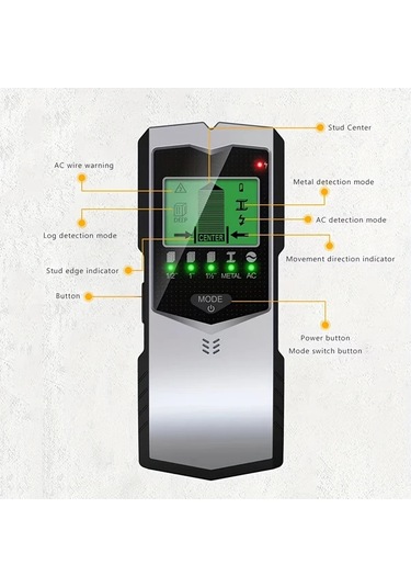 Motion003 1pc Yüksek Hassasiyetli 5si 1 Arada Duvar Tarama Cihazı Stud Bulucu Lcd Ekran Metal