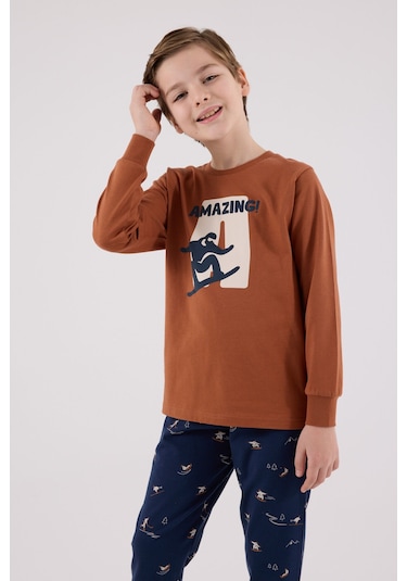 Arnetta Erkek Çocuk Kahverengi Pijama Takımı Ar3516-c-v1