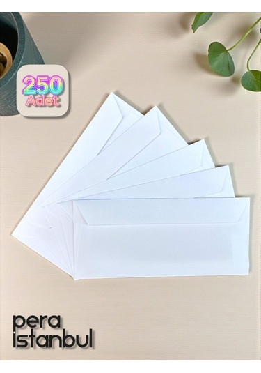 250 Adet Diplomat Beyaz Davetiye Lüks Tebrik Kartı Mektup Mühür Cüzdan Büyük Zarf 105x240mm