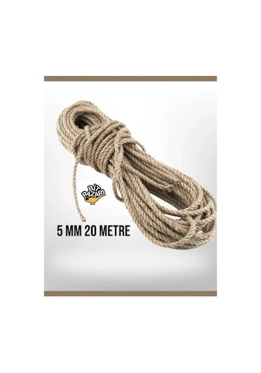 5 Mm 20 Metre Jüt Halat - Dekoratif Halat - Kendir İpi