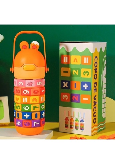 Elmpaly 316 Paslanmaz Çelik Yalıtımlı Su Şişesi, Okul Dijital Pembe 430ml Pembe Çok Renkli