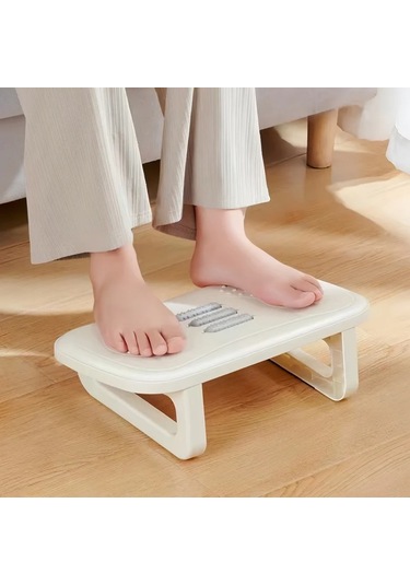 Lichen Ergonomik Ayak Taburesi Masaj Silindirleri Kaymaz Şerit Beyaz