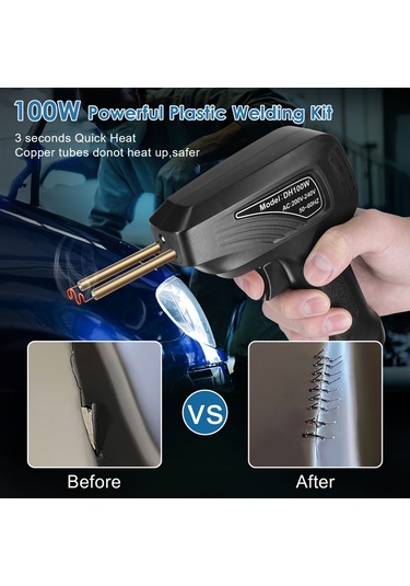 Yifomall Plastik Kaynak Makinesi - 4 Çeşit Çivi İle Profesyonel Otomotiv Tamir Seti 220v, Led Aydınlatmalı