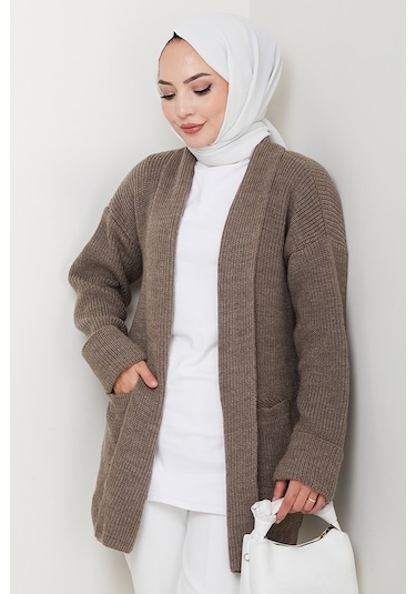 Enfil Şal Yaka Triko Hırka 1598 - Açık Kahve Sütlü Kahve