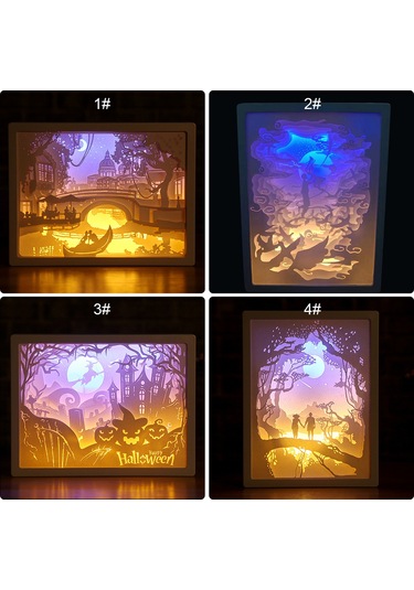 Xiyyadms 3d Kağıt Oyma Gece Lambası - Led Işıklı Dekoratif Masa Lambası Diğer