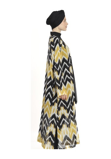 Haliç Mayo Tesettür Mayo Üzerine Tek Kaftan Pareo 6314 Sarı