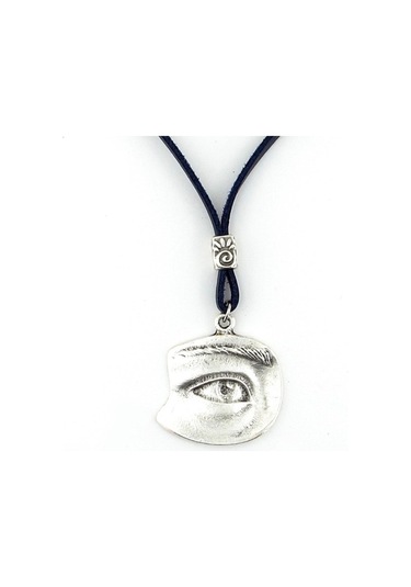 Solfera Tek Göz Her Şeyi Gören Göz Lacivert Deri Metal Erkek Kolye Q0589 Pembe