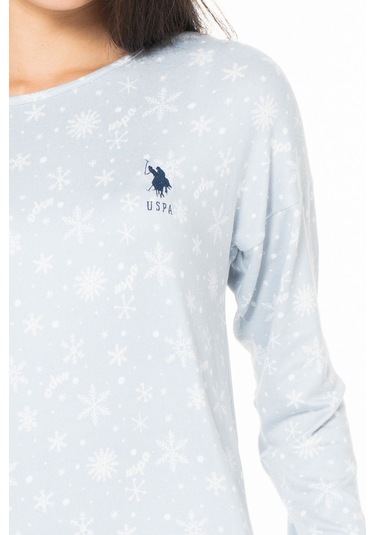 U.s Polo Assn. 20152 Kadın Uzun Kollu Bisiklet Yaka Pijama Takımı-mavi Mavi