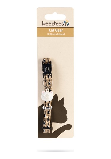 Beeztees Kedi Boyun Tasması, Zilli, Bej, 20-30cm