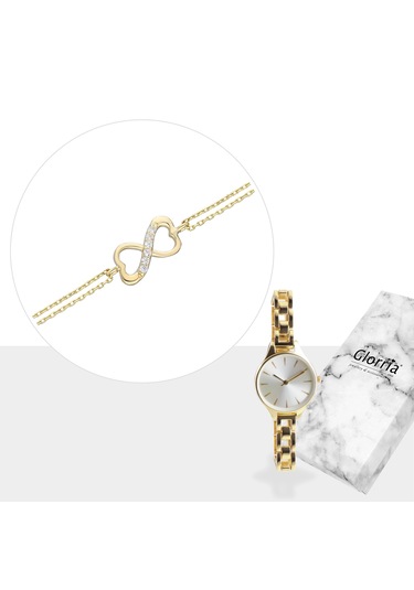 Glorria Altın Sonsuzluk Bileklik - Hediye Seti N11.17359 Altın - Yeşil