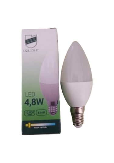 Uzlight 4,8w Sarı Işık Led Ampul E14 Ince Duy 10lu Paket