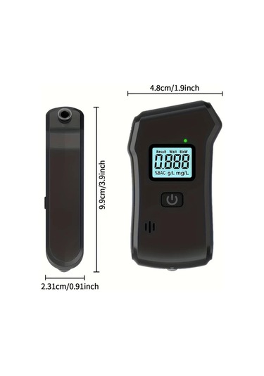 Motion003 Profesyonel 0.20 Bac Alkol Test Cihazı 1 Adet Cihaz + 5 Nozul Yüksek Doğruluklu Taşınabilir Lcd Ekran Abs Gövde Aaa Pil