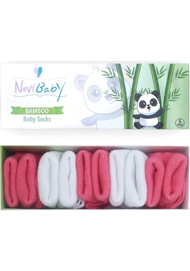 Novibaby 5'li Bambu Yenidoğan Bebek Çorabı I Coral I 0-6 ay "Karışık Renkli"