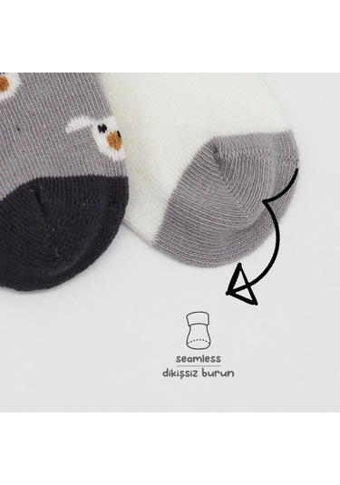 Bistyle Love Dog Penye Soket Çorap 2'li Bs10118 Gri Gri