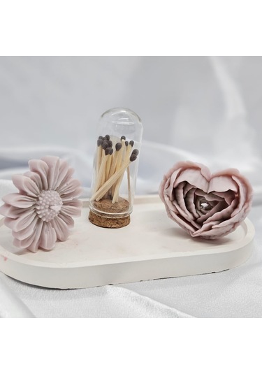 Doğal Soya Mum + Papatya Ve Kalp Mum Sevgililer Gü