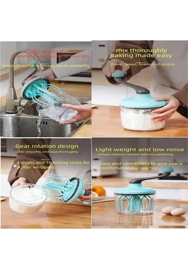 Didadodo Yumurta Mikseri Yeşil - Yarı Otomatik El Çırpma Çırpıcı Yeşil, Ergonomik Kolu İle Yeşil