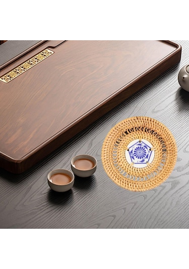 Suntek Tatil Yemeği Yemek Ev Için Yuvarlak Dokuma Servis 10cm Kahverengi