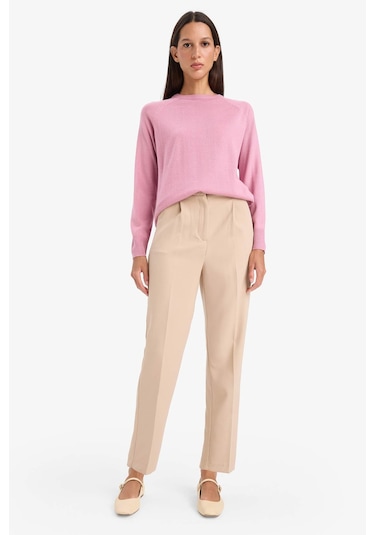 Defacto Relax Fit Bisiklet Yaka Basic Düz Triko Kazak I6913az25wnpn141 Pembe