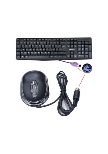 Ps2 Girişli Klavye Mouse Set Eski Yuvarlak Tip Ps2 Mouse Klavye Seti Optik