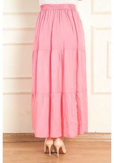 Modaplaza Kadın Fırfırlı Uzun Etek- Çok Renk K20YGLSFIRETKPEMBE Pembe