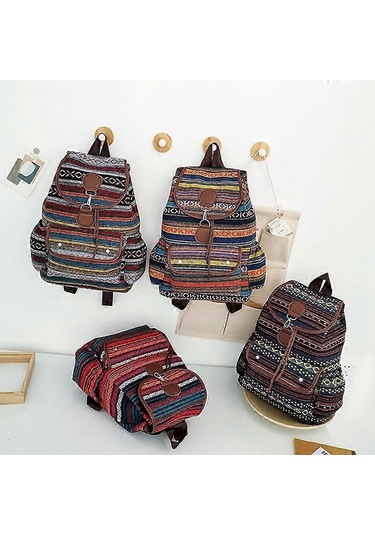 Ganzhoushop Kadın Omuz Çantası Açık Hava Seyahat Günlük Sırt Çantası Öğrenci Okul Çantasıkırmızı Çok Renkli