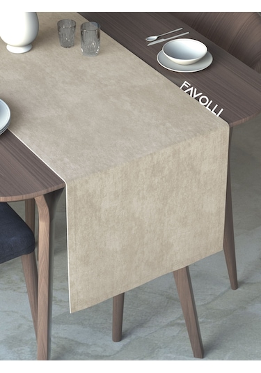 Bej Renk Kadife Dokulu Runner Dream Series 40 X 140 Bej