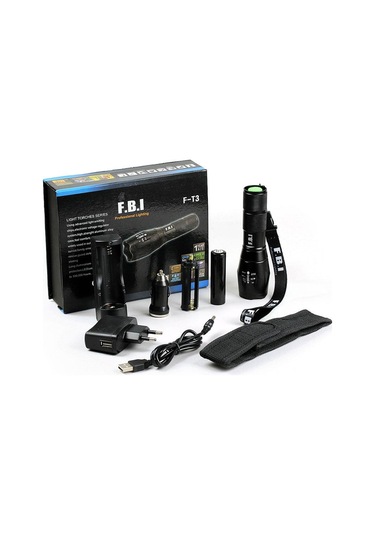 F.b.ı F-t3 Su Geçirmez Alüminyum Oksidiyon Şarjlı El Feneri Pop Çok Renkli