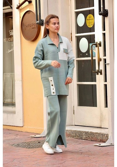 Kuş Gözü Triko Takım Mint Mint