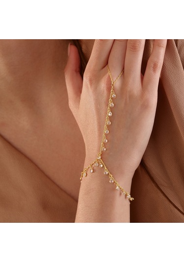 Queen Silver Jewelry 925 Ayar Gümüş Ful Zirkon Taş Sallantılı Şahmeran Altın