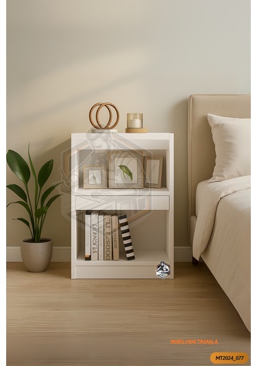 Tamamı Mdf Modern Bölmeli 2 Raflı Bazalı Kitaplık