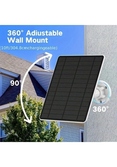 Besthome1 Beyaz 5w Güneş Paneli Şarj Cihazı Mikro Usb, Ip65 Su Geçirmez, 360 Dönümlü, 305m Kablo