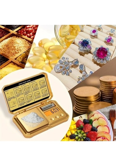 Fastbuy Dream011 Kompakt Mini Altın Ölçü Yüksek Hassasiyet 200g 001g Takı Elmas Tartımı Seti 50g Ağırlıklar Dahil Altın Altın