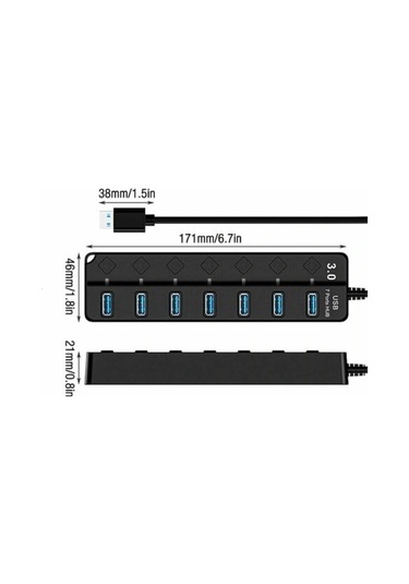 Usb 3.0 Hub, Çoklu 7 Portlu Usb Güç, Bireysel Güç Anahtarı, Güçlendirilmiş Usb 3.0 Hub, Pc, Dizüstü Bilgisayar İçin Çoklu Usb Portları, Pl