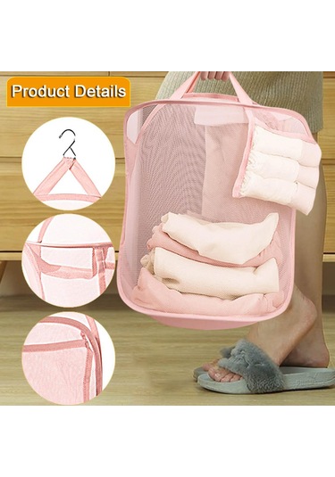 Suntek Çamaşır Kapısı Ev Tipi İçin Ağ Askılı Sepeti Dolap Saklama Pembe