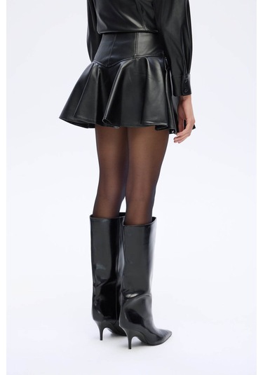 Quzu Volanlı Siyah Kadın Etek Etk01257 Siyah