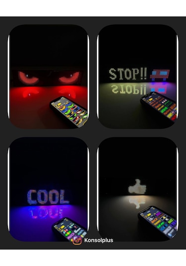 Led Matrix Panel Rg-b Ekran Kumandalı App Kontrollü Iş Yeri Otomobil Tır 60 Cm Siyah