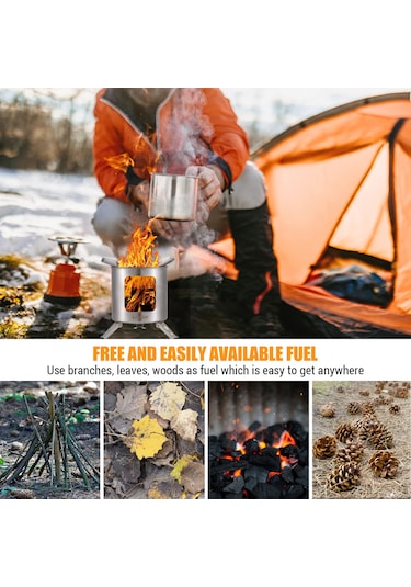 Paslanmaz Çelik Odun Sobası Katlanır Piknik Kamp Sobası Y29523 Gümüş Gümüş