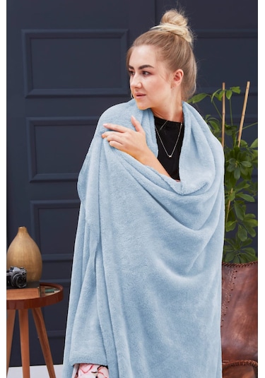 Deluxe Wellsoft Battaniye Bebe Mavisi Tek Kişilik Battaniye TV Battaniyesi 150 x 200 CM