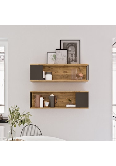 Robinhome Robin Home Atlantis Duvar Rafı Kitaplık 2'Li Set As18-A
