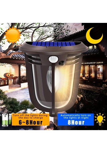 Motion003 1 Bilgisayar Güneş Enerjili Hareket Sensörlü Su Geçirmez Kablosuz Duvar Lambası Dış Mekan Aydınlatma Ahşap