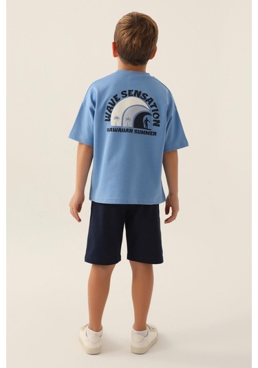 Roly Poly 3348 Wave Sensation İndigo Erkek Çocuk Bermuda Takım İndigo