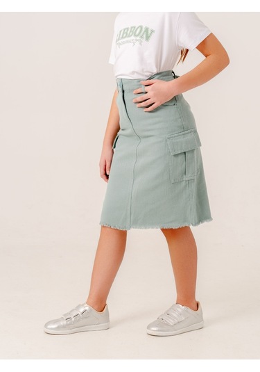 Kız Çocuk Kargo Keten Etek 2959 Mint