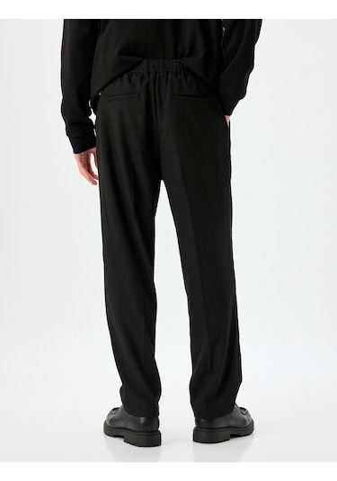 Koton Viskon Karışımlı Düğmeli Kumaş Pantolon Siyah 5wpm40001hw Siyah